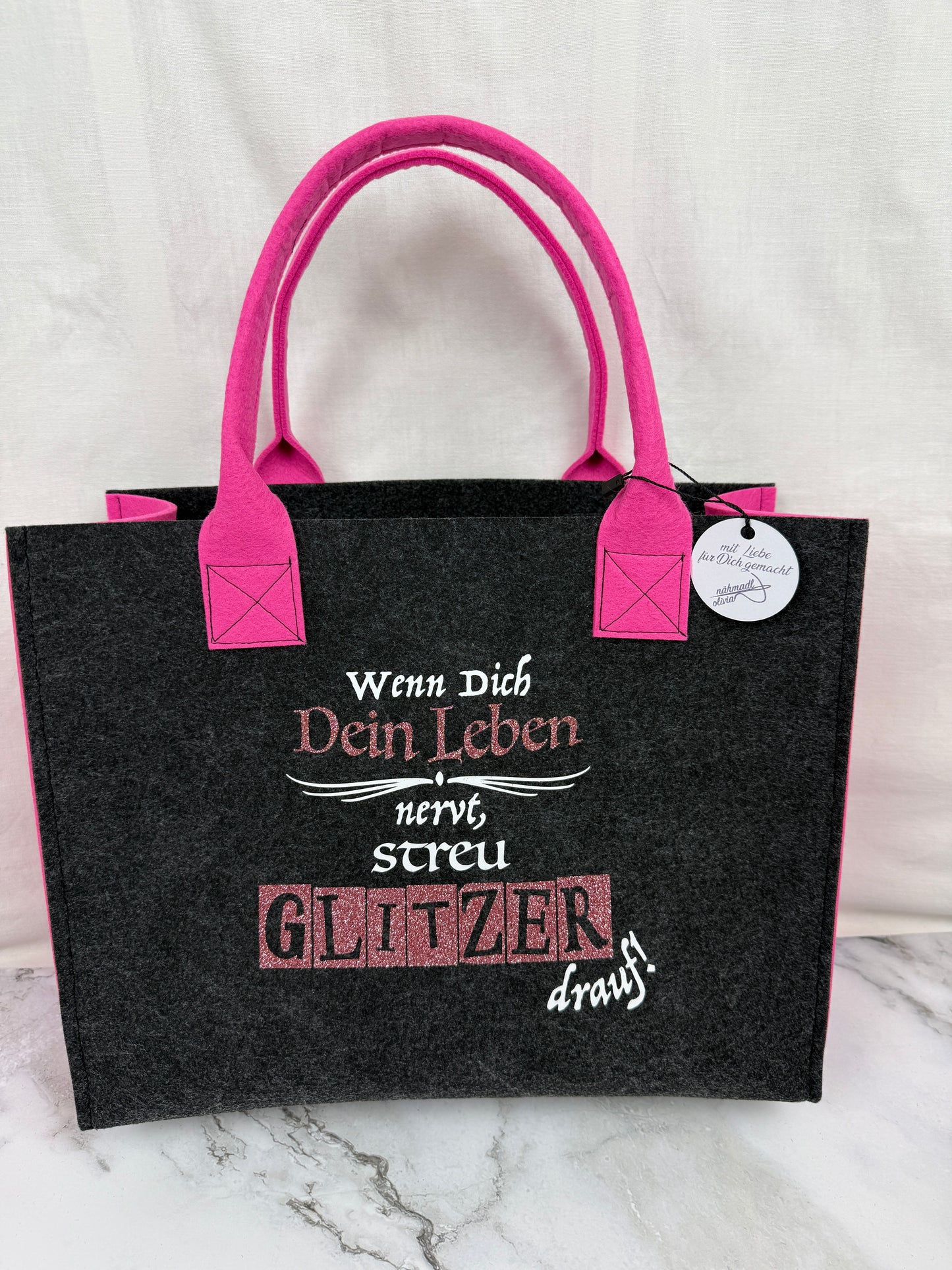 Handgefertigte Filztasche "Wenn dich dein Leben nervt"