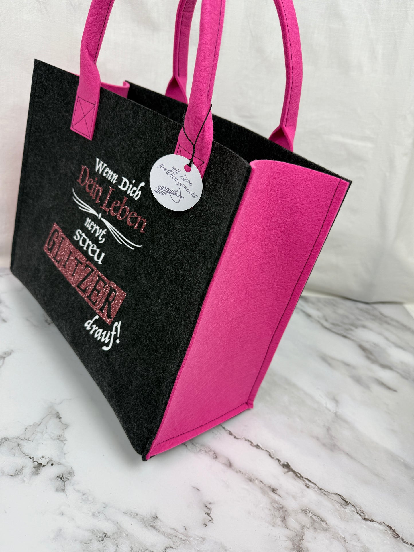 Handgefertigte Filztasche "Wenn dich dein Leben nervt"