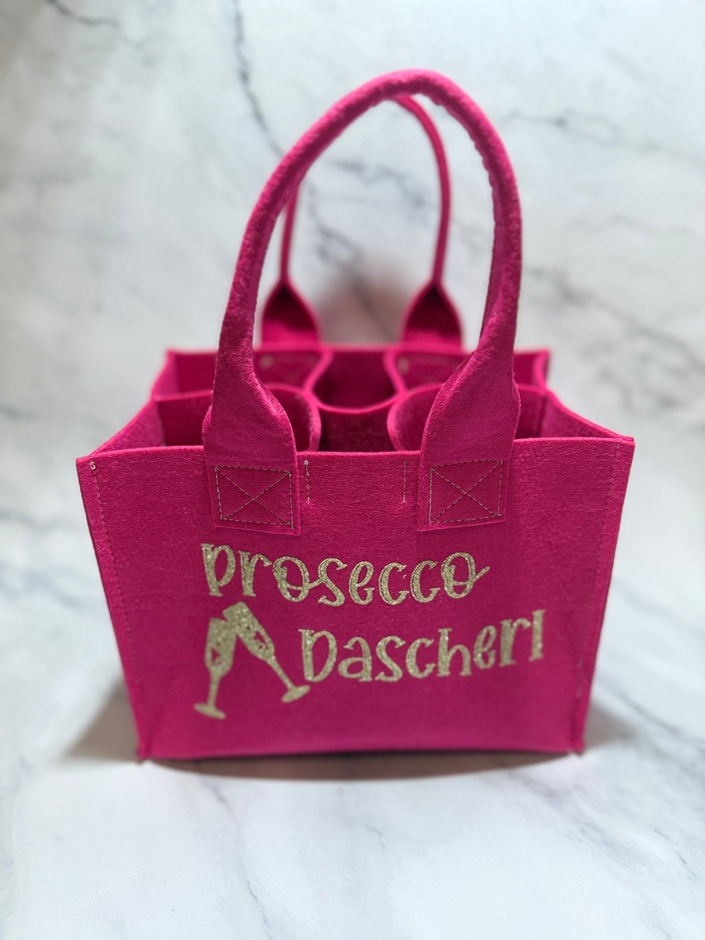 handgefertigte Getränketasche Mädelstasche Prosecco Dascherl