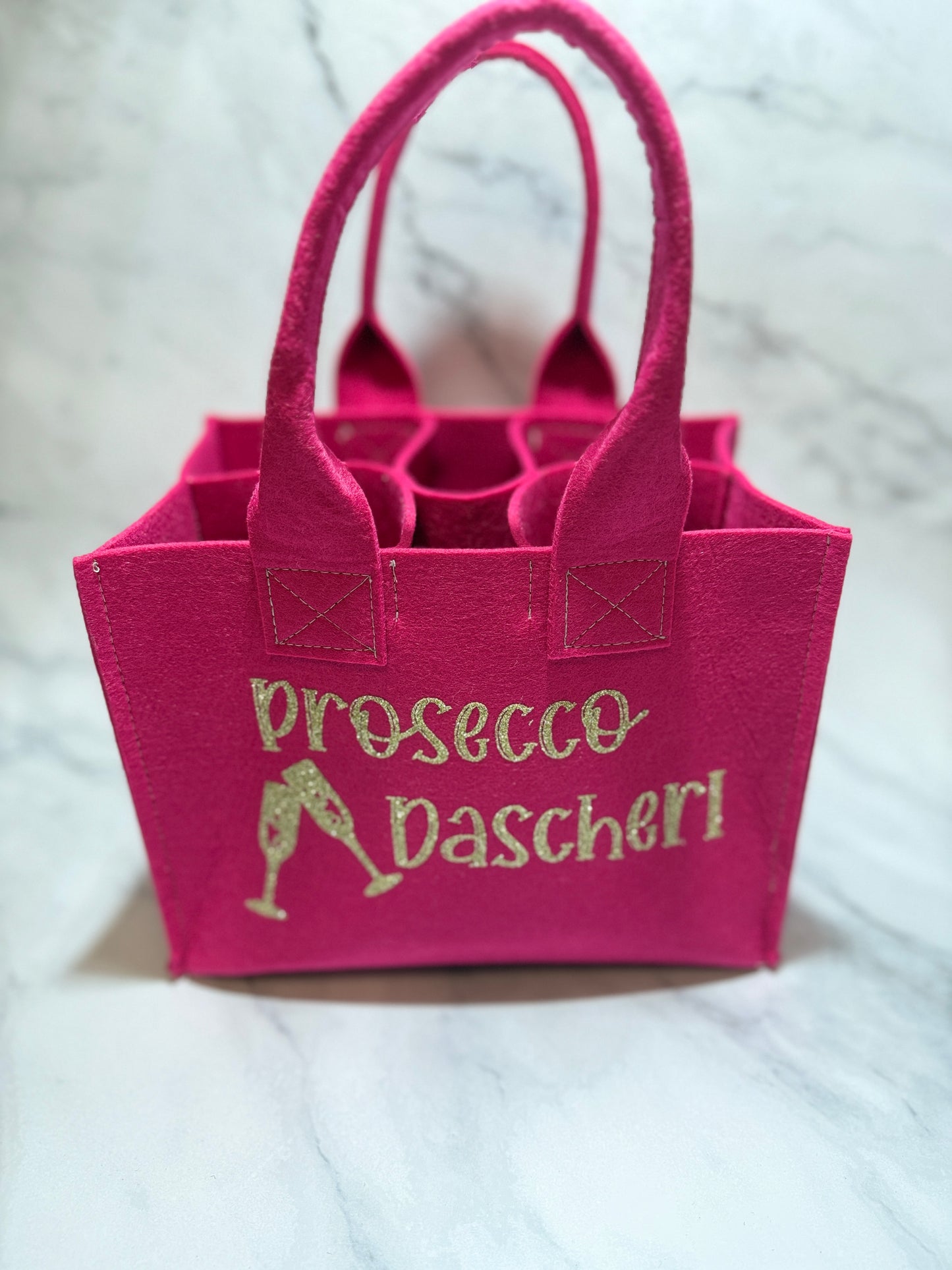 handgefertigte Getränketasche Mädelstasche Prosecco Dascherl