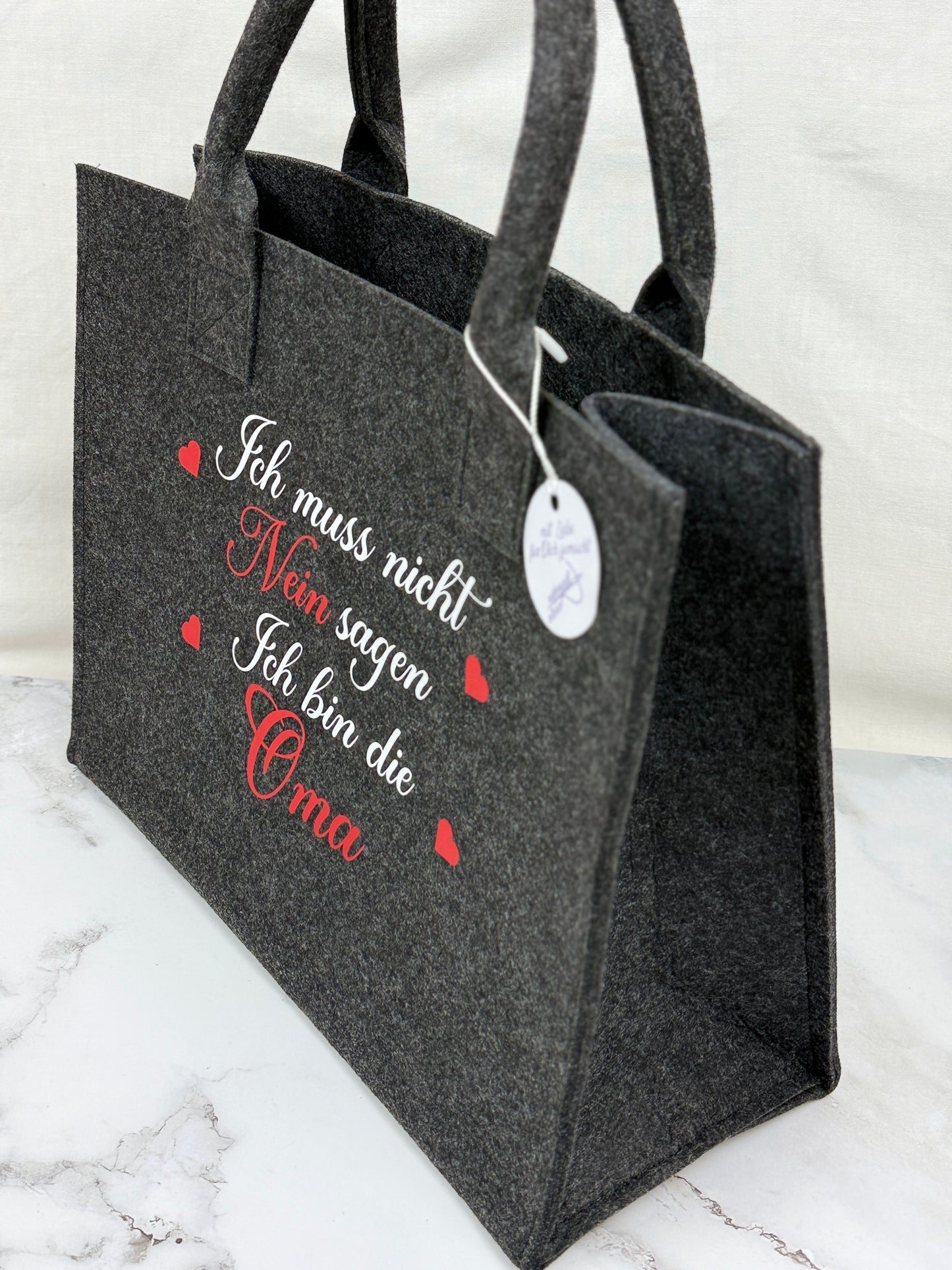 Handgefertigte Filztasche "ich muss nicht Nein sagen ich bin die Oma"