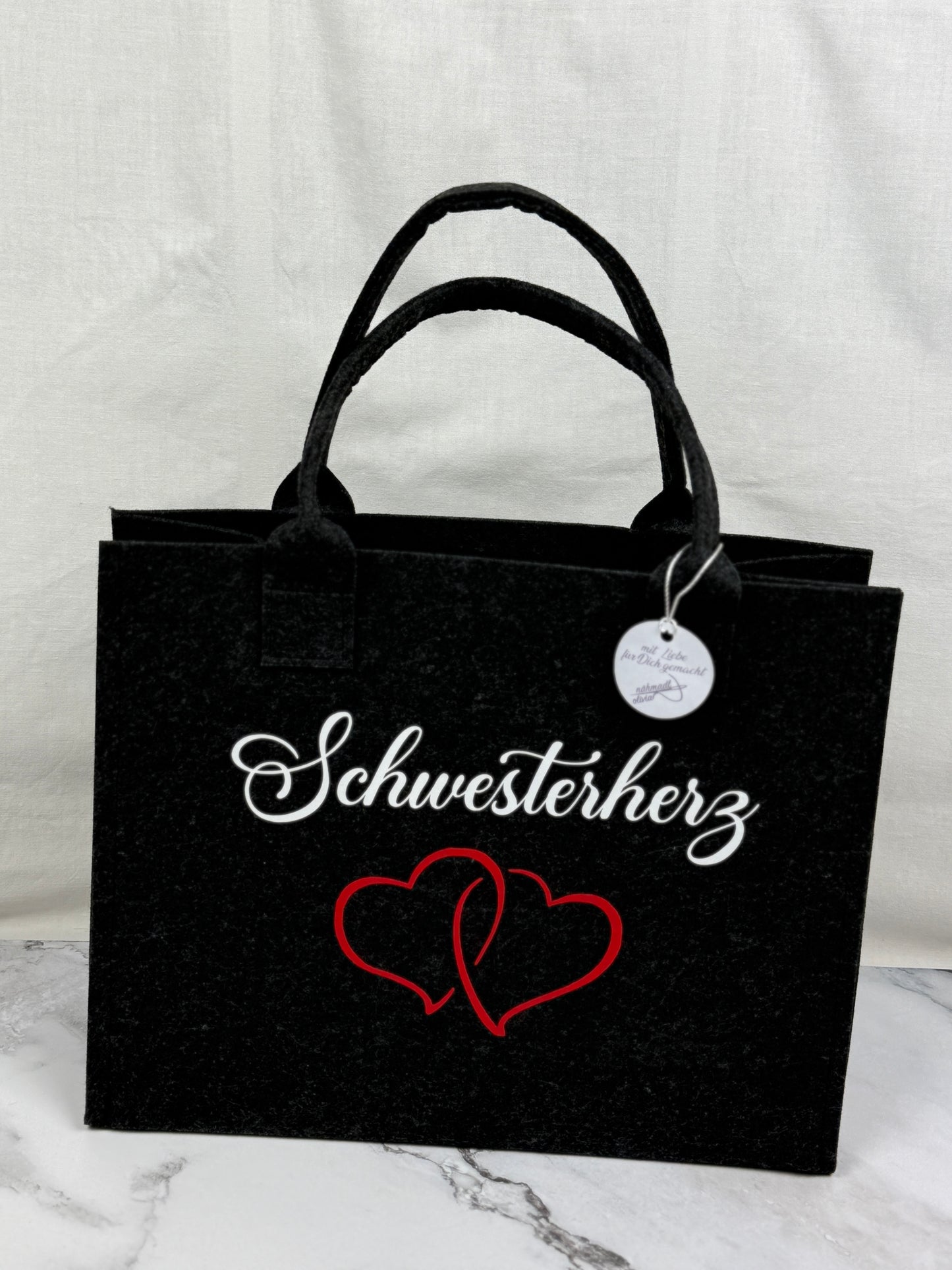 Handgefertigte Filztasche "Schwesterherz"