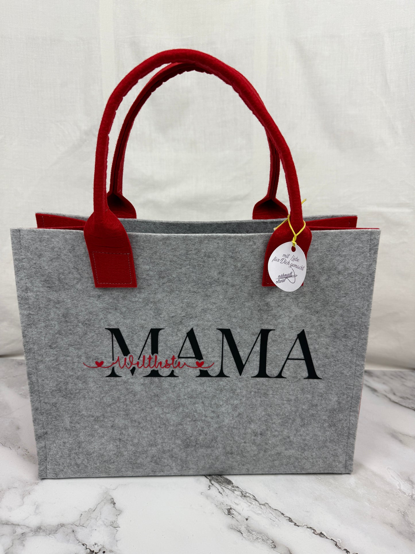 Handgefertigte Filztasche "Weltbeste Mama"