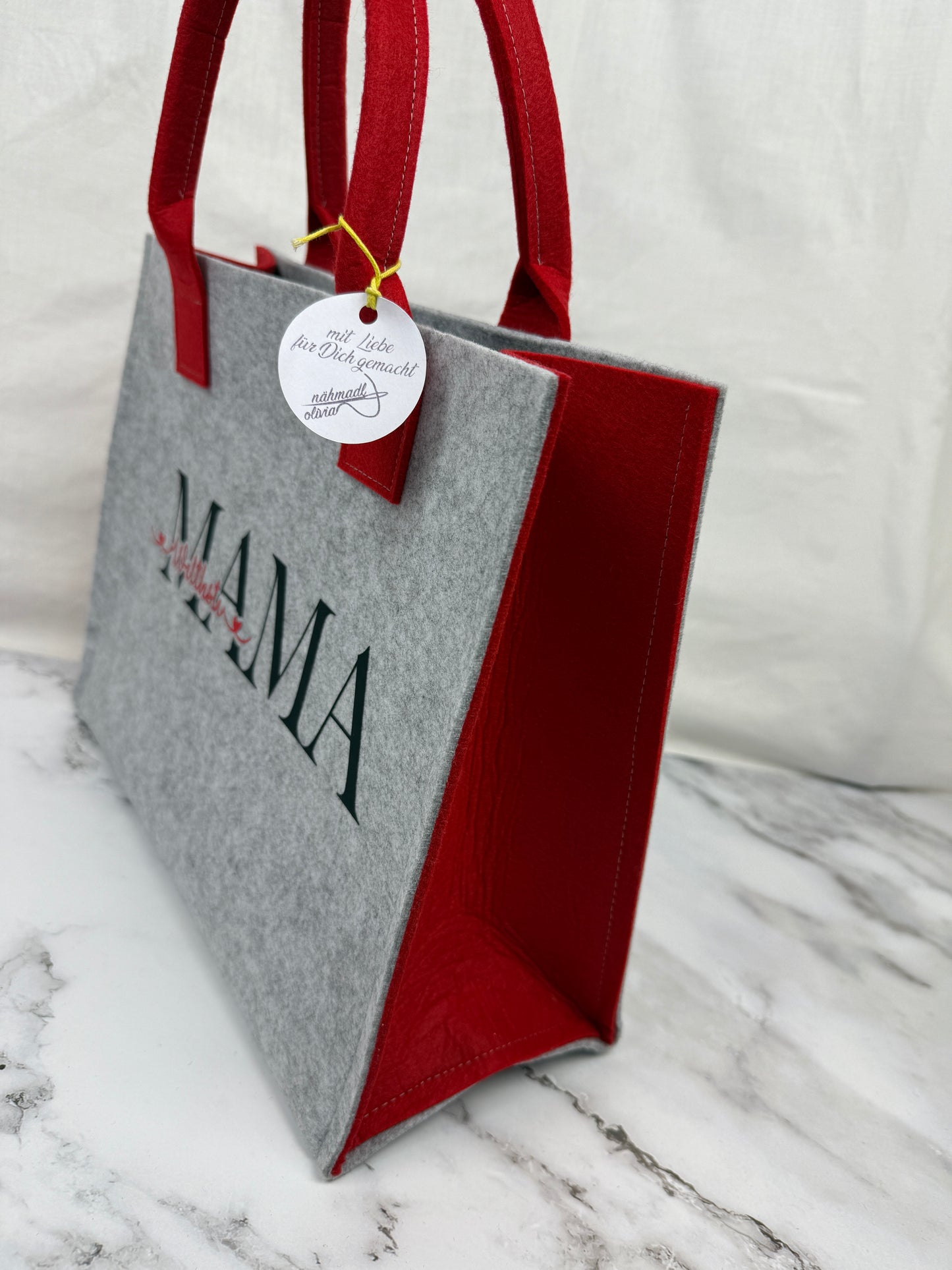 Handgefertigte Filztasche "Weltbeste Mama"