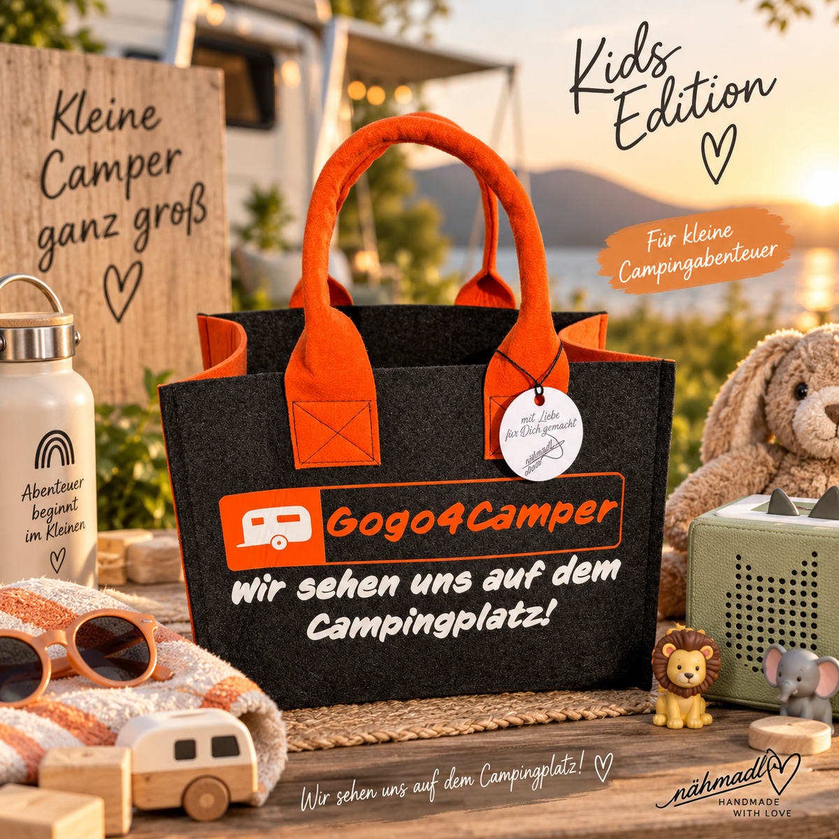 Gogo4Camper Kids Filztasche – „Wir sehen uns auf dem Campingplatz!“ | 2. Edition
